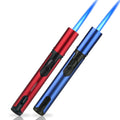 PROMISE Jet Torch Lighter, Power Flame Adjustable Butane Refillable Lighter Candle Lighter Outerdoor (Blue+Red)