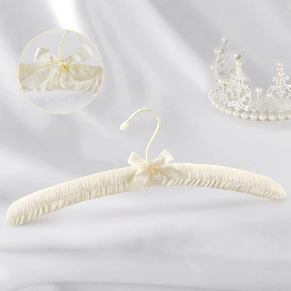 TOPIA HANGER Padded Hangers for Women Clothing,17-inch Satin Hangers 10 Pack Thick Foam Padded No Shoulder Bump for Sweaters, Coat, Blouses, Dresses-Ivory,CT18I-10