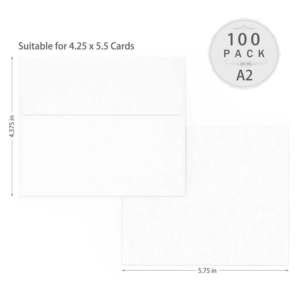 A2 White Envelopes Self Seal 100 Pack, Goefun 4.375 x 5.75 Printable Invitation Envelopes for 4.25 x 5.5 Cards, Photos, Weddings, Graduation, Baby Shower, 120 GSM