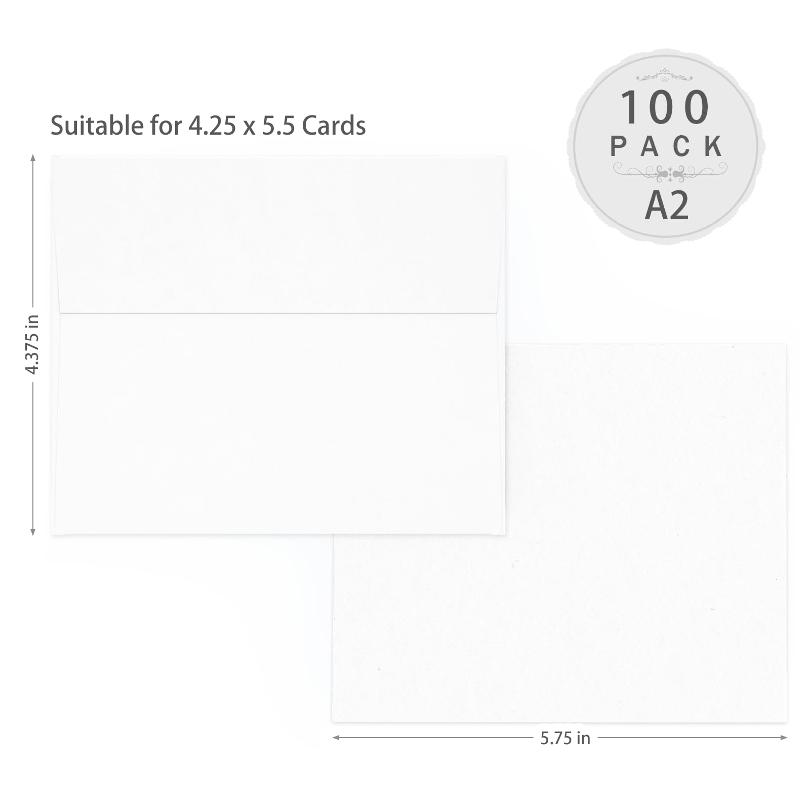 A2 White Envelopes Self Seal 100 Pack, Goefun 4.375 x 5.75 Printable Invitation Envelopes for 4.25 x 5.5 Cards, Photos, Weddings, Graduation, Baby Shower, 120 GSM