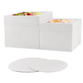 10 Pcs 12x12x10 10x10x8 Cake Boxes Set (5 Boxes & 5 Boards) with Windows Large in 2 Sizes Tall Bakery Boxes Disposable Carrier Take Out Container, Boxes in 2 Tier for Valentine's Day