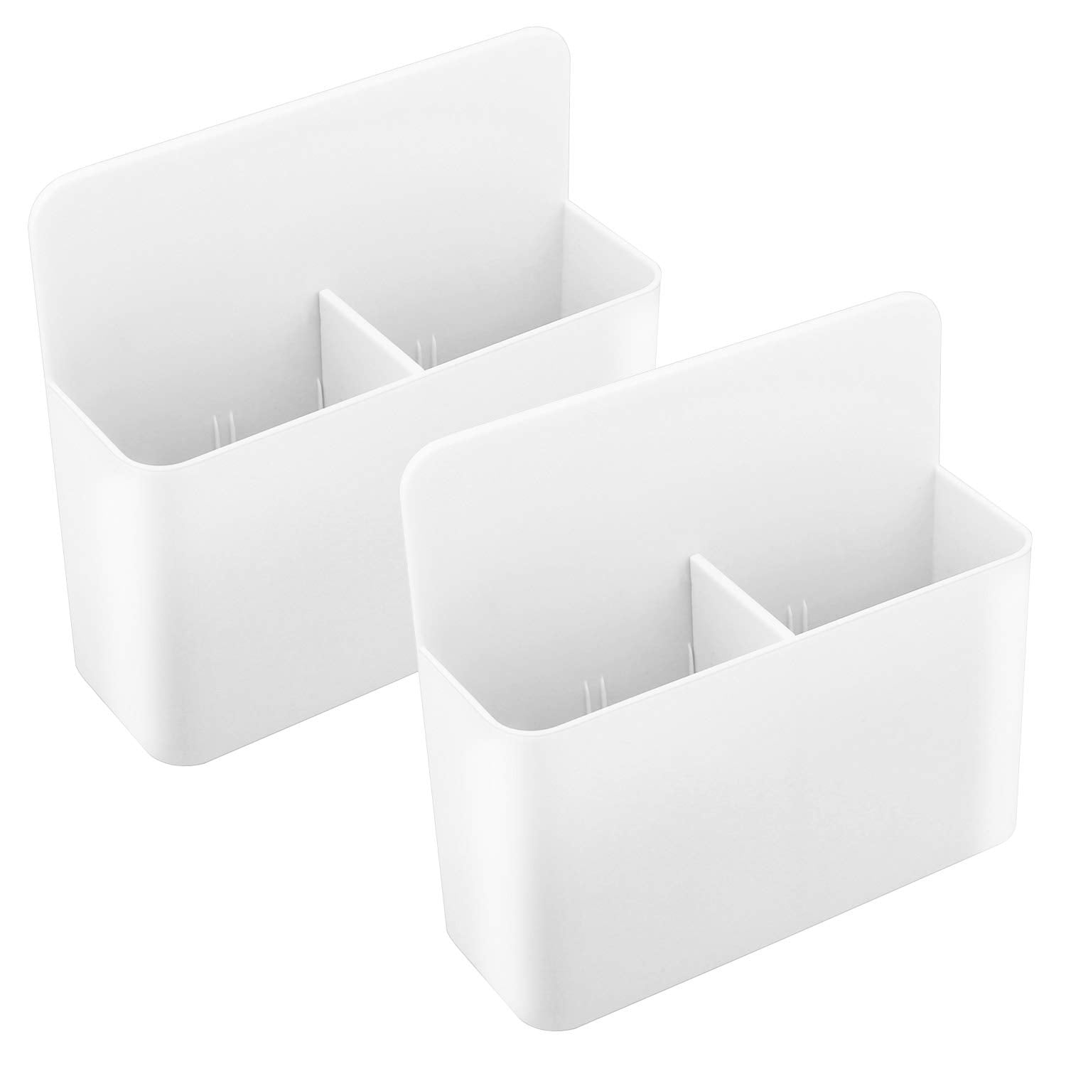 MoKo Pack of 2 Magnetic Dry Erase Marker Holder, Pen Pencil Holder Storage Organizer for Whiteboard, Refrigerator and Other Magnetic Surfaces, White
