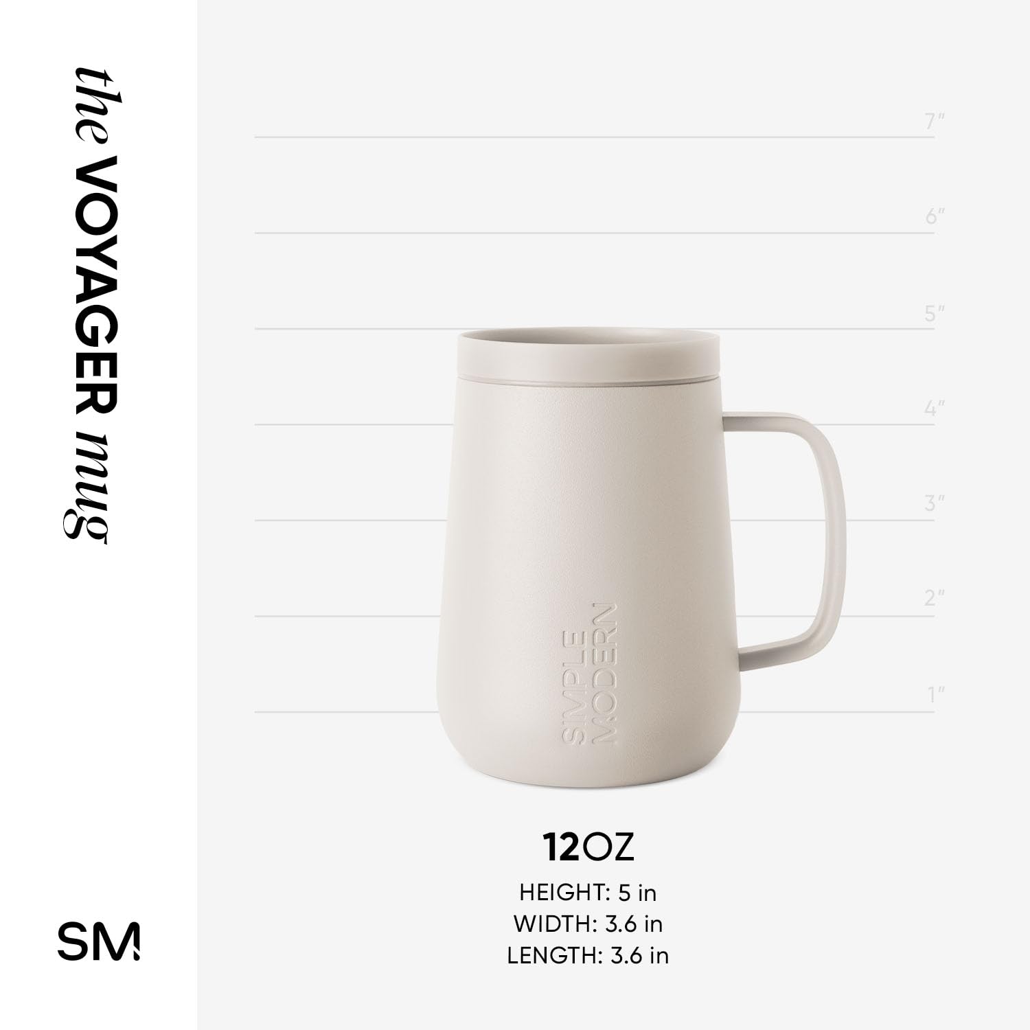 Simple Modern Travel Coffee Mug with Handle | Insulated Stainless Steel Coffee Tumbler Tea Cup | Gifts for Women & Men | Voyager Collection | 12oz | Almond Birch