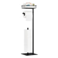 Toilet Paper Holder Stand Free Standing Toilet Paper Roll Holder with Storage Basket Industrial Tissue Holder Dispenser for Bathroom,Matte Black