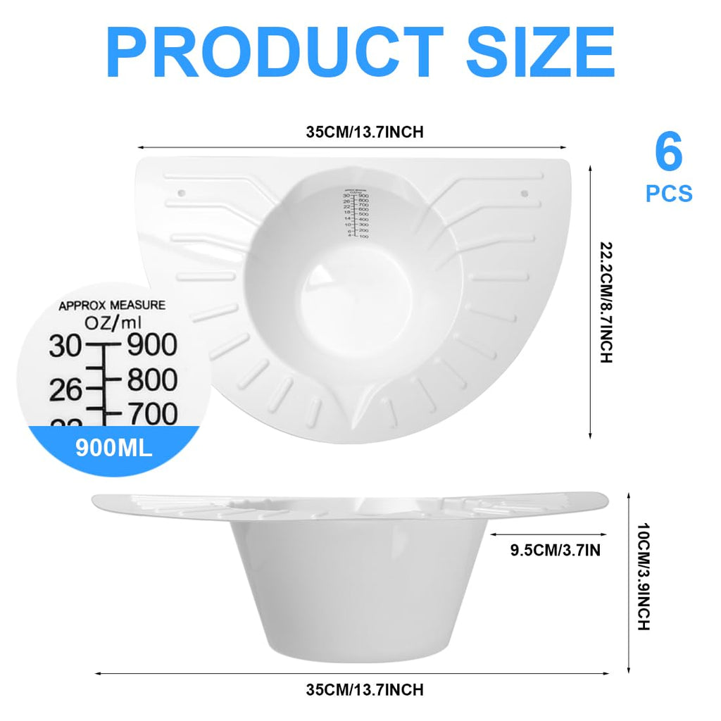 Specimen Collector Pans 6 Pack Urine Collection Hat Universal Specimen Cups Dishes for Toilet Pee Stool Sample Container for Women and Elderly