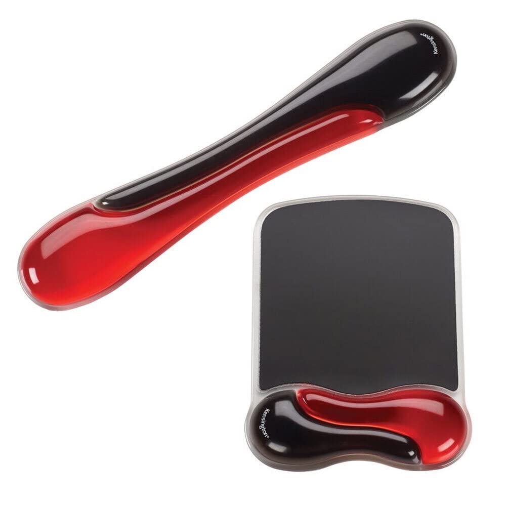 Kensington Duo Gel Mouse Pad Wrist Rest - Black/Red, 1" x 7.3" x 9.5"