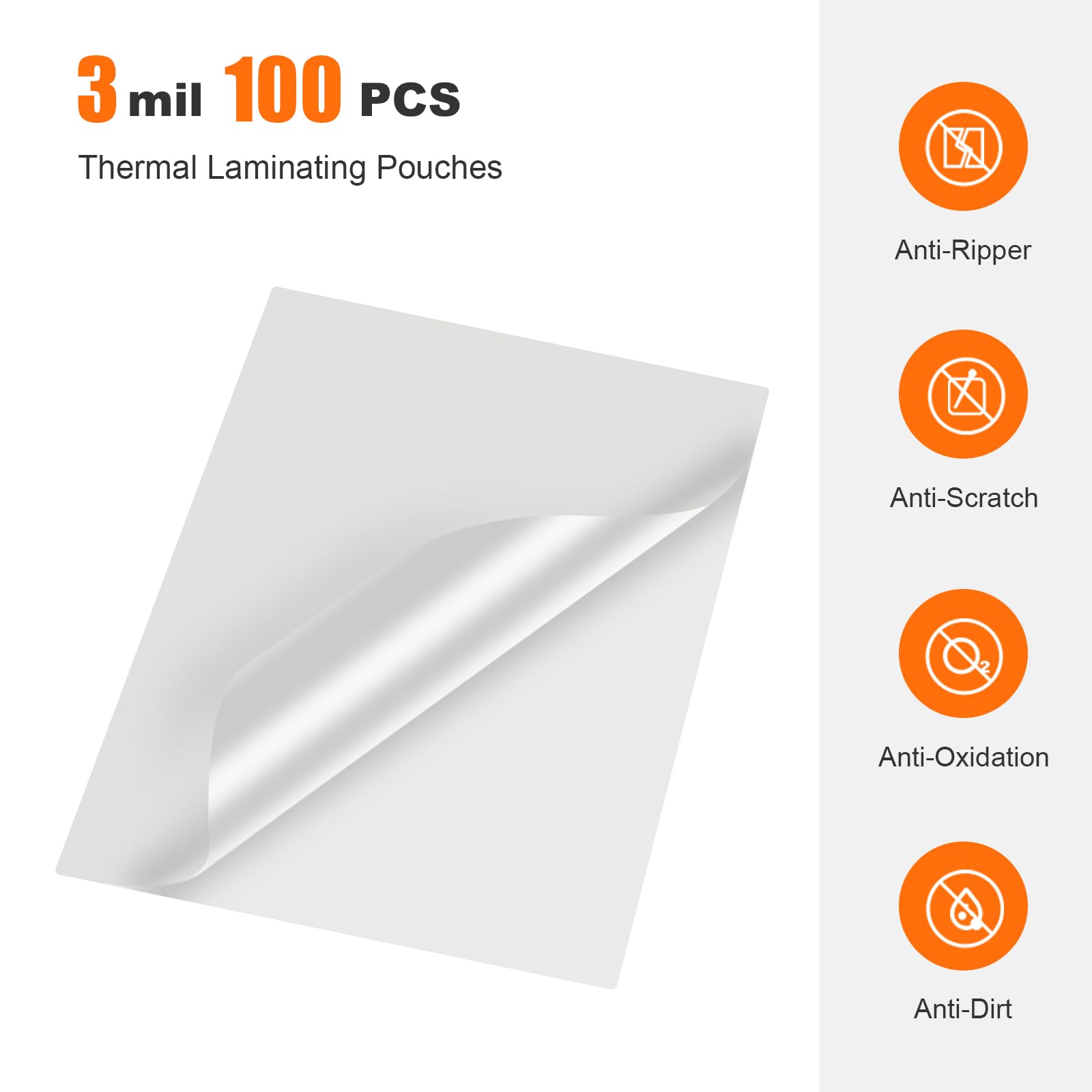Bonsaii Laminating Sheets, 100 PCS 3mil Thermal Laminating Pouches, 9 x 11.5 inches,Clear and Durable, Suitable for Multiple Fields of Use