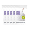 simplehuman Code G 100 Count, Dispenser Pack Custom Fit Liners, Drawstring Trash Bags, 30L / 8 Gallons, White