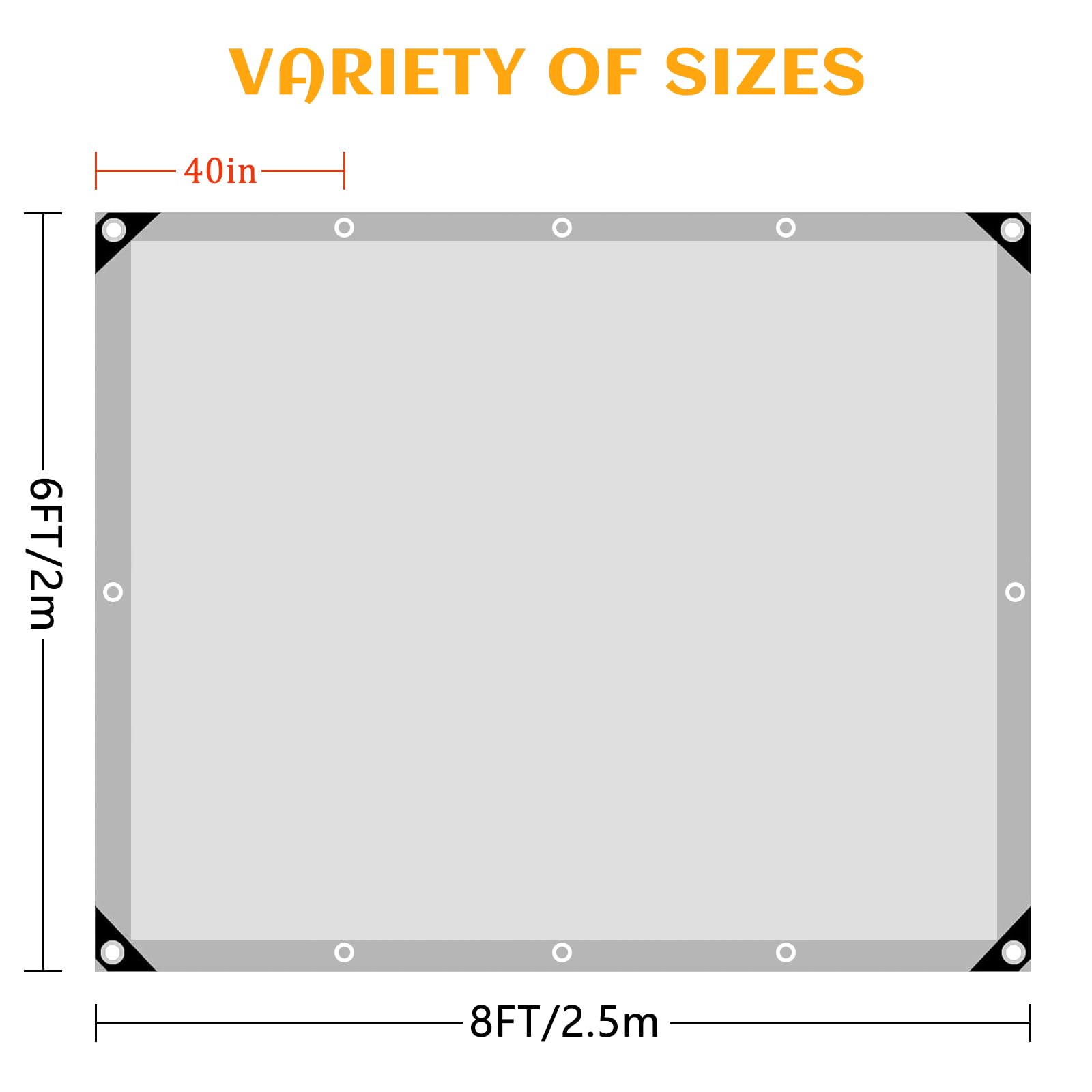 EEATUZTL Tarps Heavy Duty Waterproof, 12 Mil Thick UV Resistant Bâche Imperméable Heavy Duty Tarps, Sliver Small Tarpaulin Poly Tarp Waterproof Tarp Outdoor for Roof Pool Boat Patio Camping, 6 * 8FT