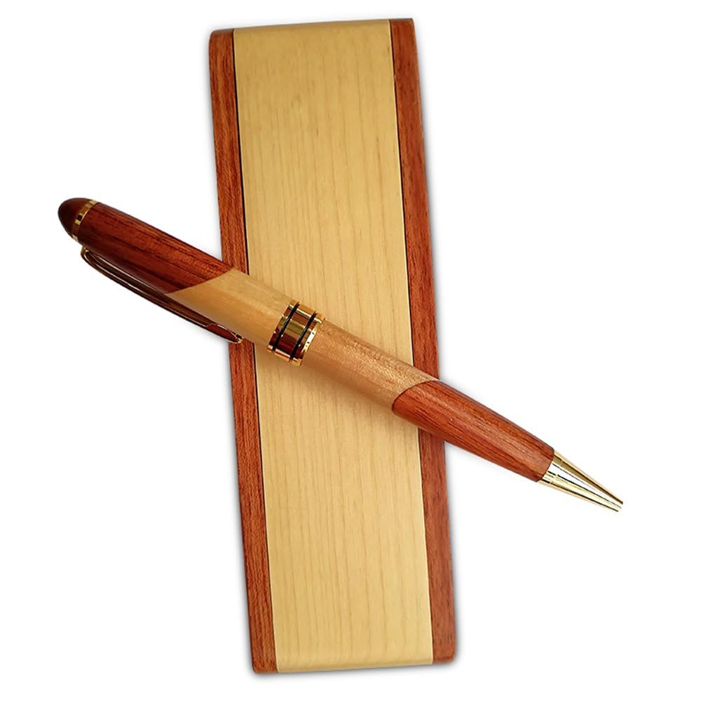 Luxury Wooden Ballpoint Pen Gift Set with Business Pen Case Display, Nice Writing Pen with Box and Gel Ink Refills Fancy Business Wood Pens Stand for Men Women Designer Cool Executive Pen