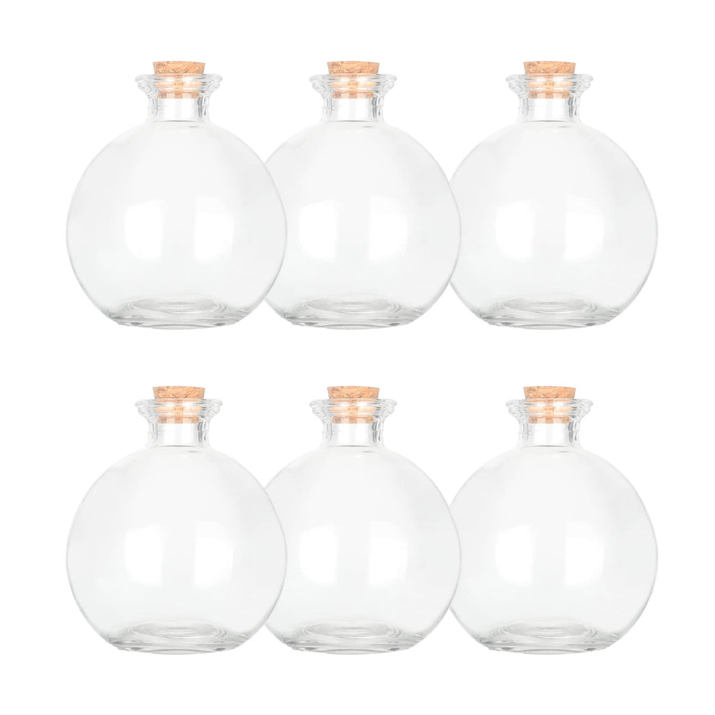 Magic Season Decorative Glass Bottles with Cork Stoppers - 260 ml Potion Bottles (6 Pcs)