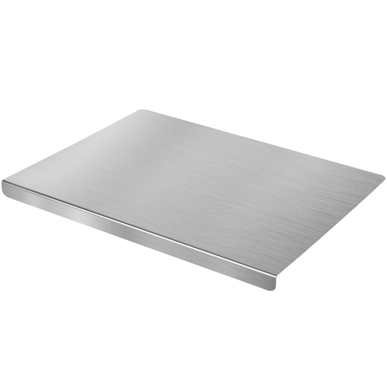 HUAKENER Cutting Board with Counter Lip, Stainless Steel Cutting Boards for Kitchen, Large Cutting Board with Silicone Mat for Meat, Fruits, Vegetables, Bread (15.7 x 11.8 Inch)