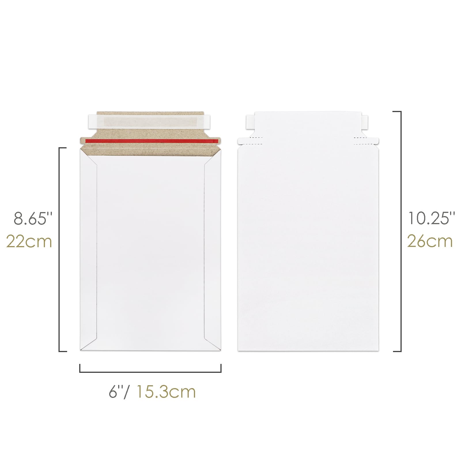 Kingrol 100 Pack 6 x 8.7 Inch Self-Seal Rigid Mailers, Stay Flat Cardboard Envelopes for Photos, CDs & Documents - Tear-Resistant and Lightweight