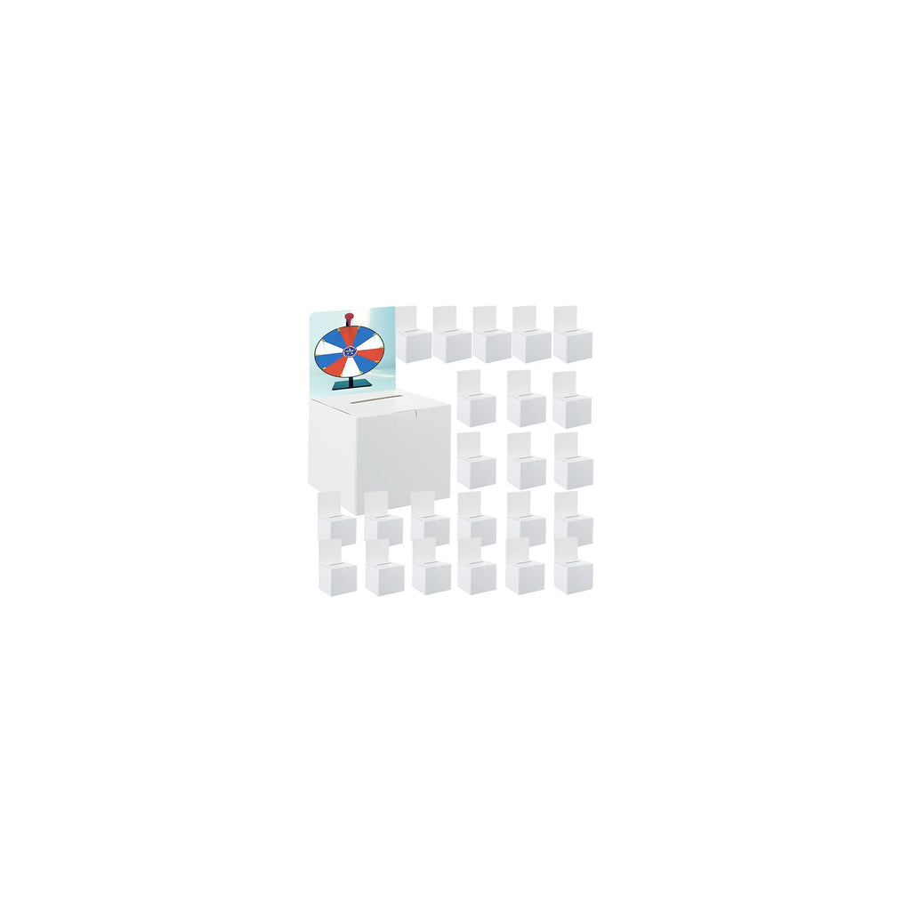 24 Pack Raffle Ticket Box - White Ballot Box with Slot 6 x 6 x 6 Inches Raffle, Cardboard Suggestion Removable Header Donation Boxes for Fundraising Collecting Business Card Voting Contest