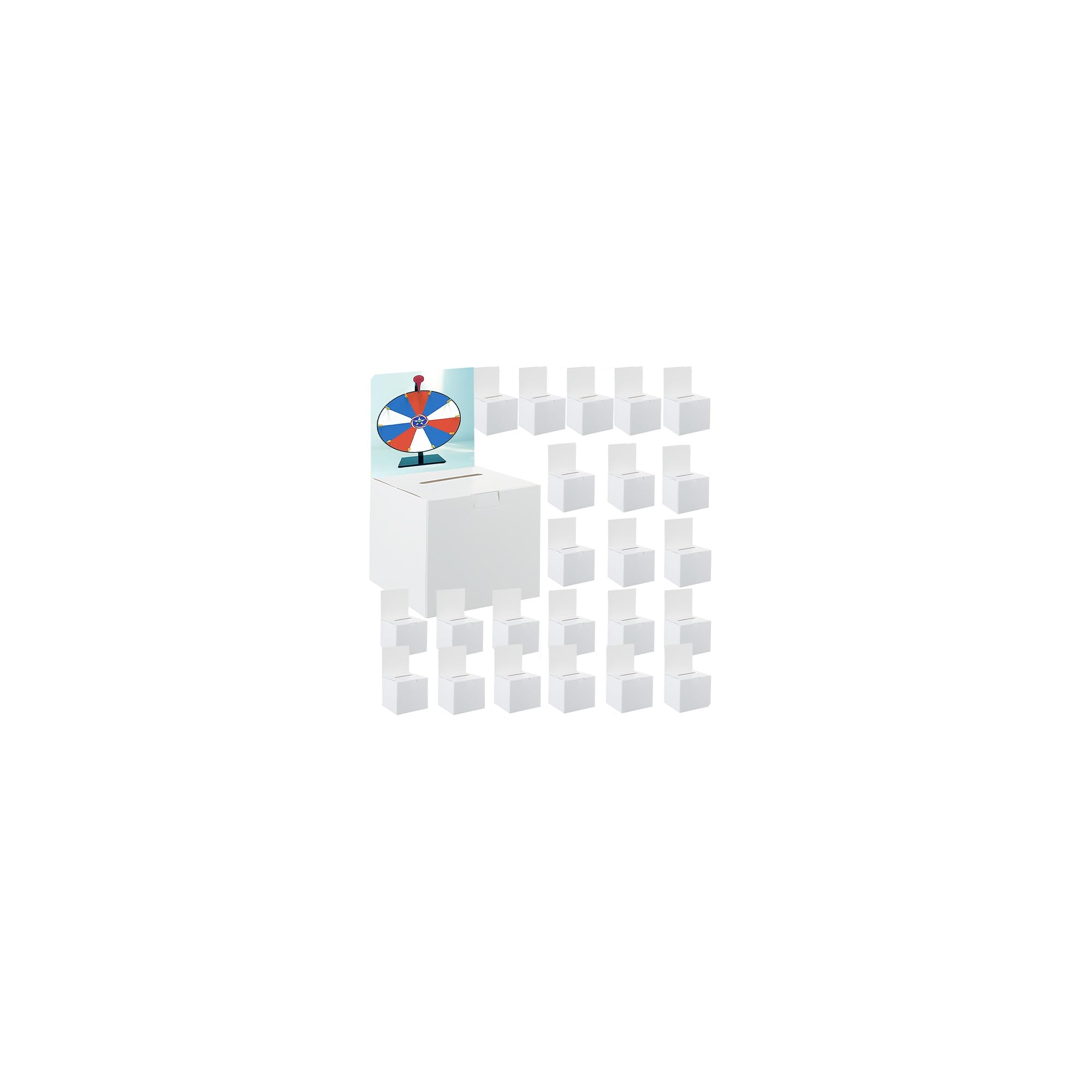 24 Pack Raffle Ticket Box - White Ballot Box with Slot 6 x 6 x 6 Inches Raffle, Cardboard Suggestion Removable Header Donation Boxes for Fundraising Collecting Business Card Voting Contest