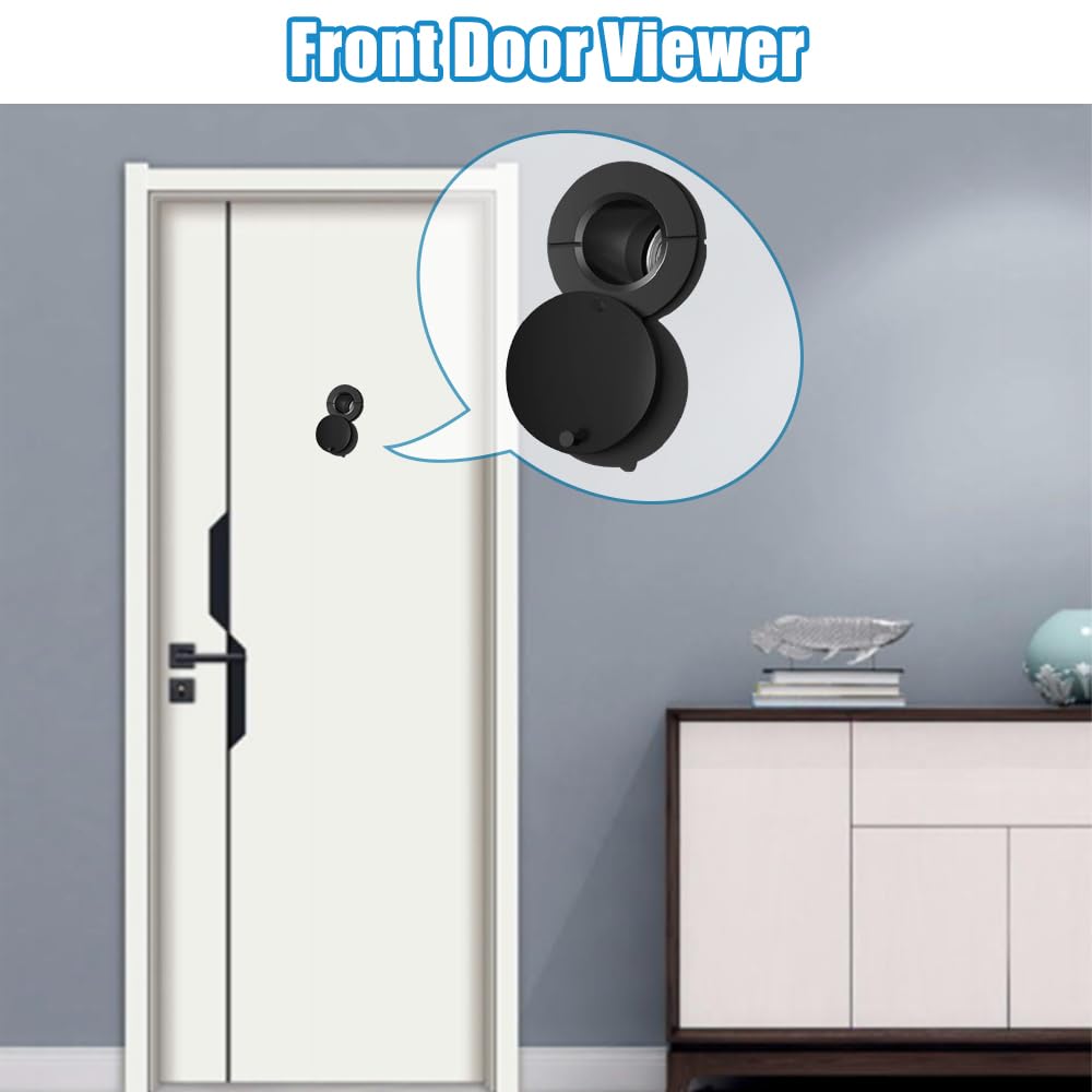 Tahikem Door Viewer Peephole, Door Viewers with 0.63inch/16mm Drill Bit Kit, Fits 1-1/2" to 2-3/8" Front Door, 200 Degree Wide Angle Peep Eye Hole, Anti Peeping Reverse Privacy Covers - Matte Black