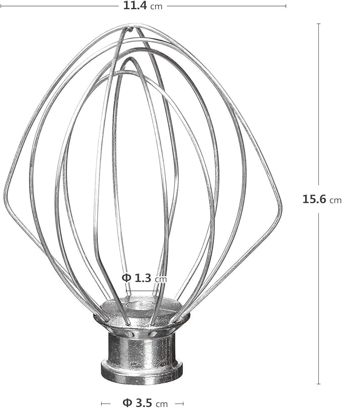 KITCHPOWER K45WW Wire Whip Attachment for Tilt-Head Stand Mixer, Stainless Steel Egg Cream Stirrer, Flour Cake Balloon Whisk