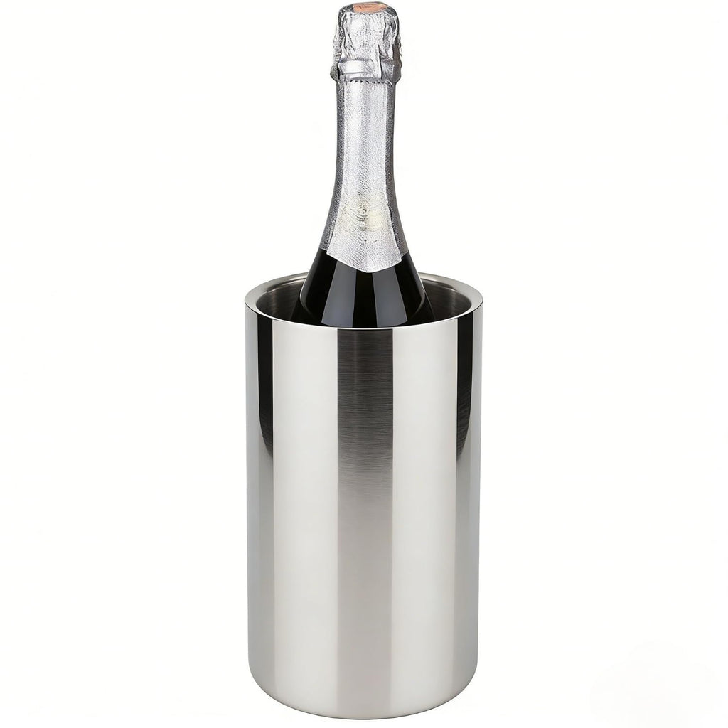 Jucoan Wine Chiller, Stainless Steel Double Wall Insulated Wine Cooler Bucket, Fits Standard 750ml Bottle, Silver