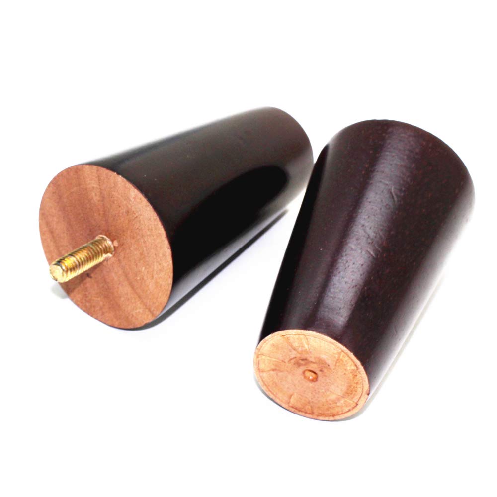 WEICHUAN Round Solid Wood Dark Walnut Finish Replacement Sofa Couch Chair Ottoman Loveseat Coffee Table Cabinet Furniture Wood Legs Wood Furniture Legs(Set of 4)
