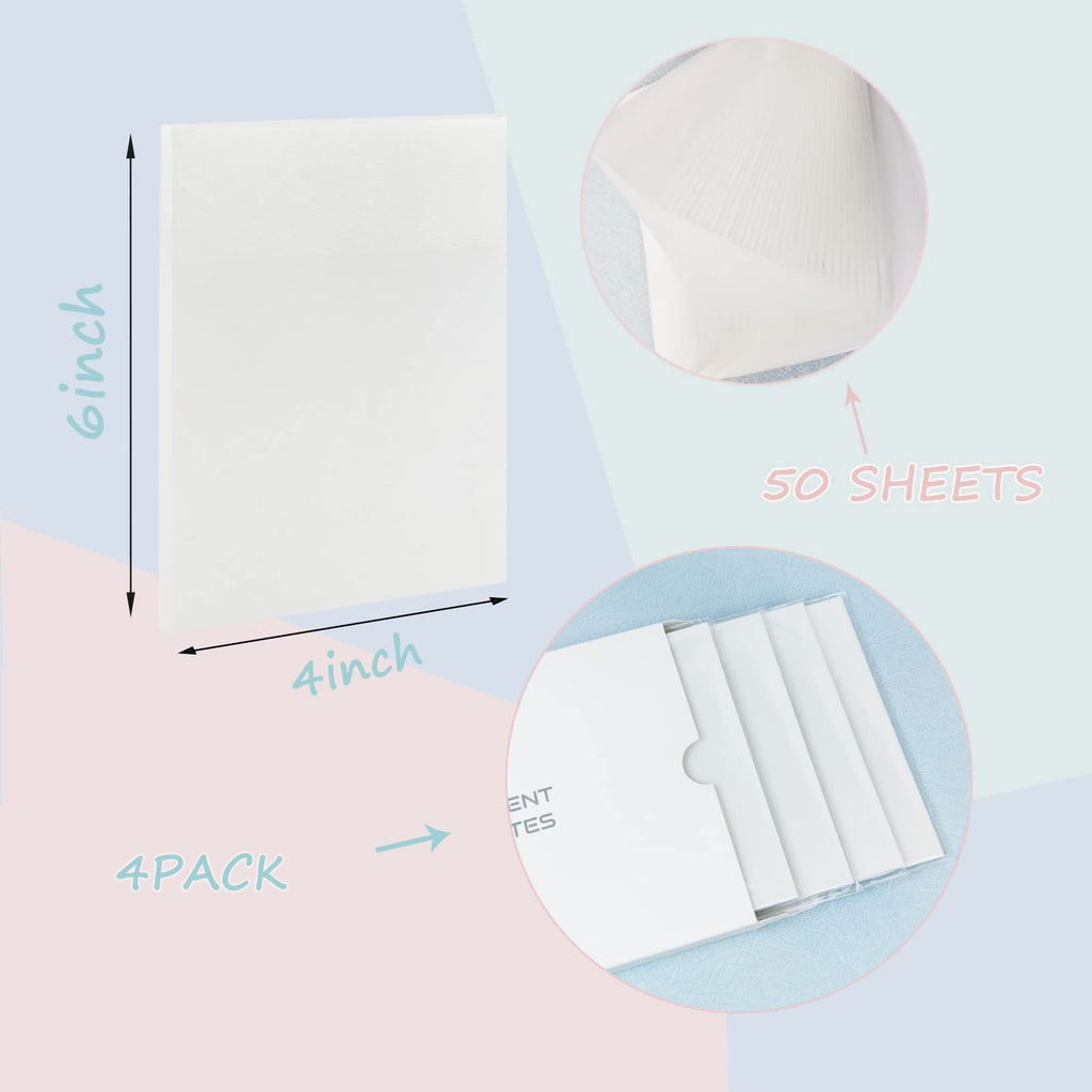 Bsrbock Transparent Sticky Notes 200 Sheets, 4 x 6 in Clear Sticky Notes, See Through Invisible Translucent Sticky Note Waterproof Self-Stick Note Pads for School, Office (4 Packs)