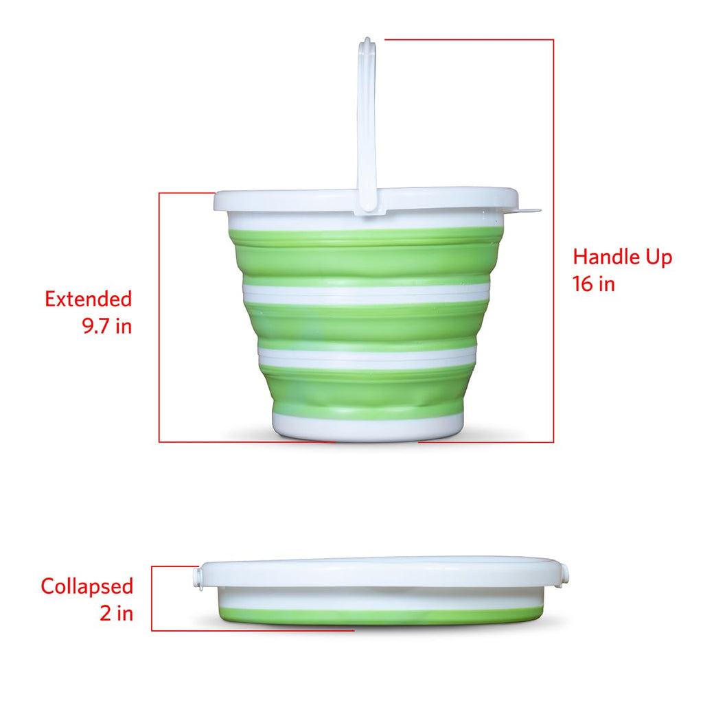 Pine-Sol Collapsible Bucket 2.6 Gallon - Multipurpose Foldable Pail for Cleaning, Car Wash, Outdoor, and Camping - Portable Round Plastic Tub with Handle