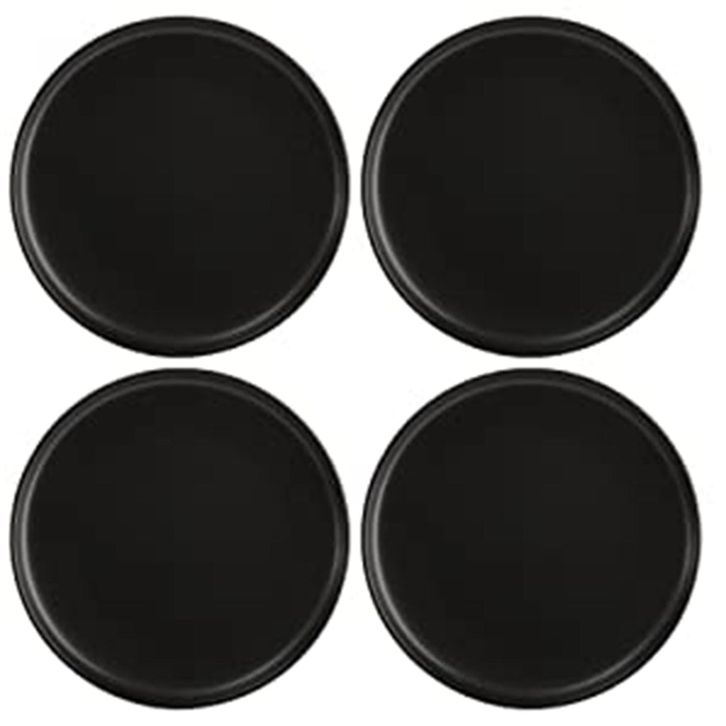 ZENFUN Set of 4 Porcelain Dinner Plates, 10 Inch Matte Ceramic Dish Steak Plates, Elegant Large Round Serving Plates for Salad, Pasta, Pizza, Dishwasher & Microwave Safe, Black