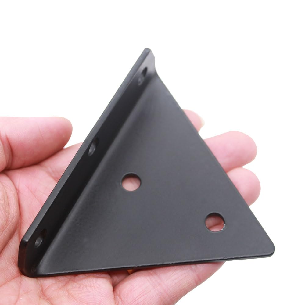 6 Pcs Black Shelf Brackets,3 inch Heavy Duty Metal Triangle Shaped Brackets,Wall Mounted Brackets for Shelves,Hidden Shelf Bracket with Screw