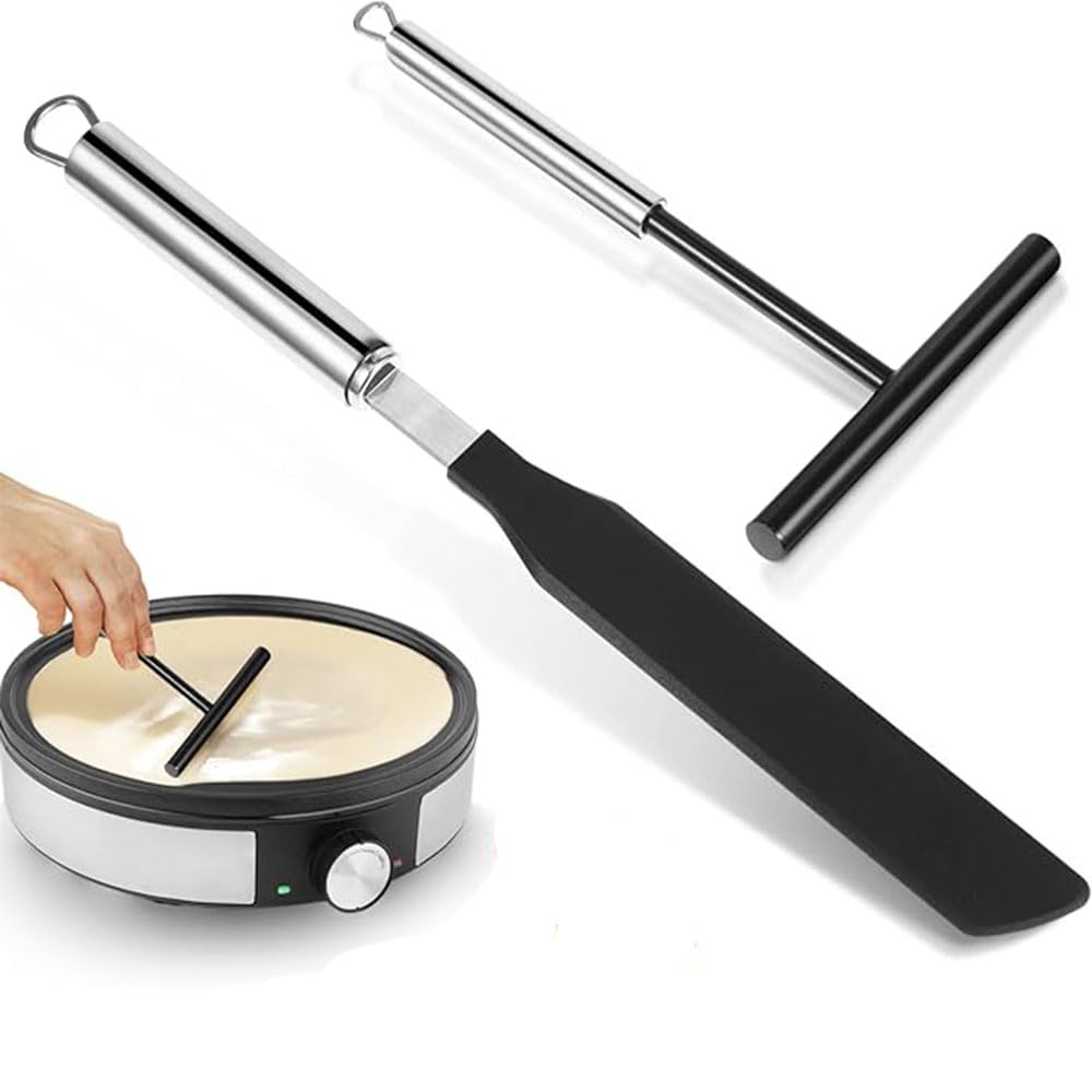 Yeanifeana Crepe Spreader and Spatula Set,Stainless Steel Crepes Spreader Tool,Crepe Spatula Crepes Maker Accessories for Kitchen Home Restaurant Pancake Bakery