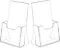 NIUBEE Acrylic Brochure Holder for 4’’ Trifold Pages, 50% Thicker Countertop Acrylic Literature Holder Plastic Flyer Display Stand for Magazine, Pamphlet, Booklets, Menu, Journals, 2 Pack