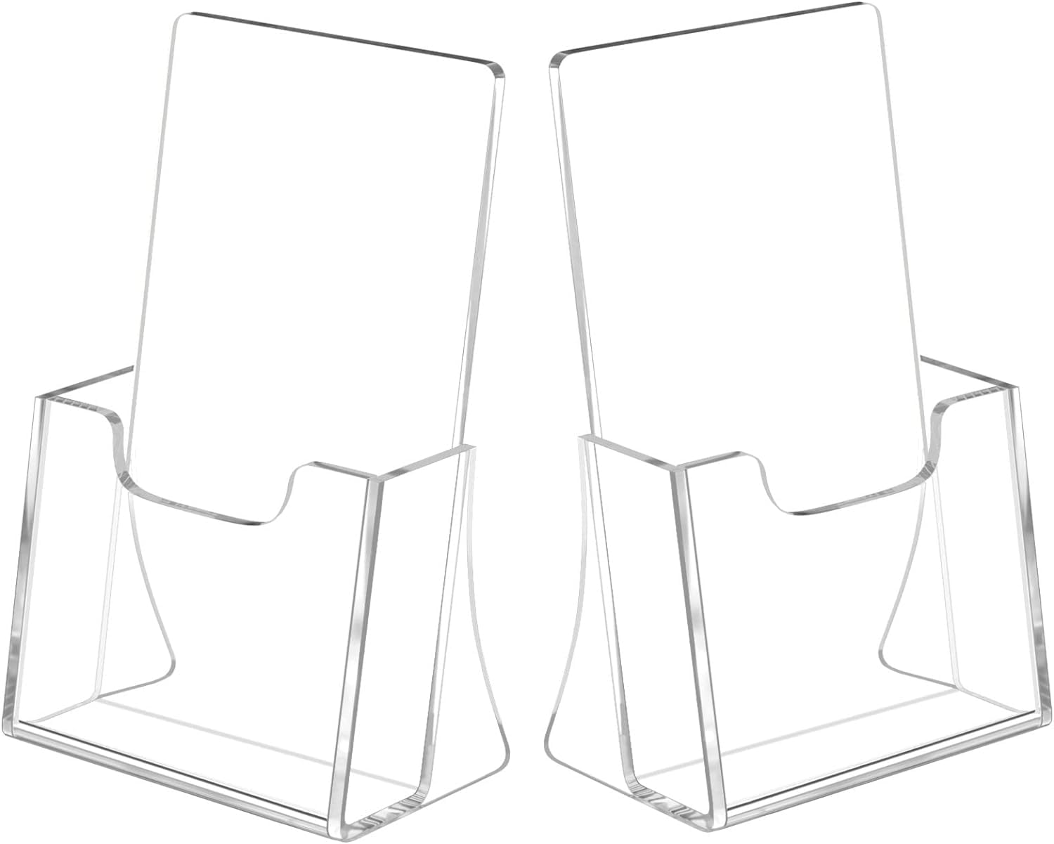 NIUBEE Acrylic Brochure Holder for 4’’ Trifold Pages, 50% Thicker Countertop Acrylic Literature Holder Plastic Flyer Display Stand for Magazine, Pamphlet, Booklets, Menu, Journals, 2 Pack