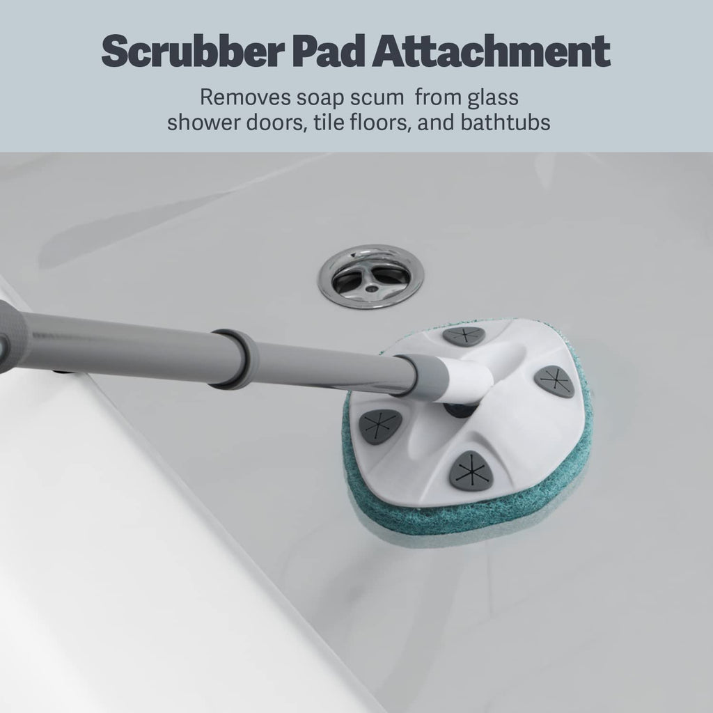 Casabella Tub and Tile Brush with 28" Extendable Handle and Scrubber Pad Refill