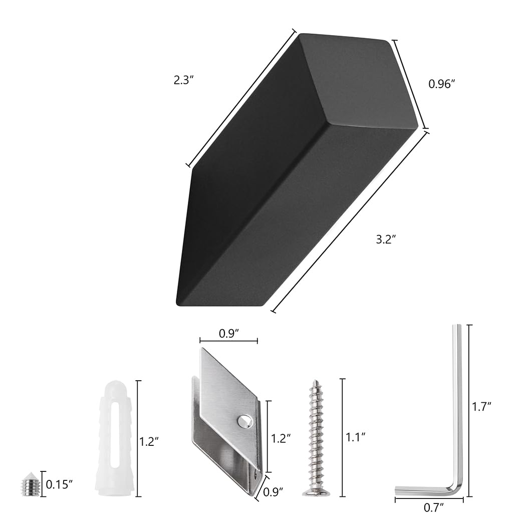 NINETREX Black Towel Hook SUS 304 Stainless Steel Modern Matte Black Wall Hook Heavy Duty Robe Hook for Bathroom Livingroom Wall Mounted 4 Pack