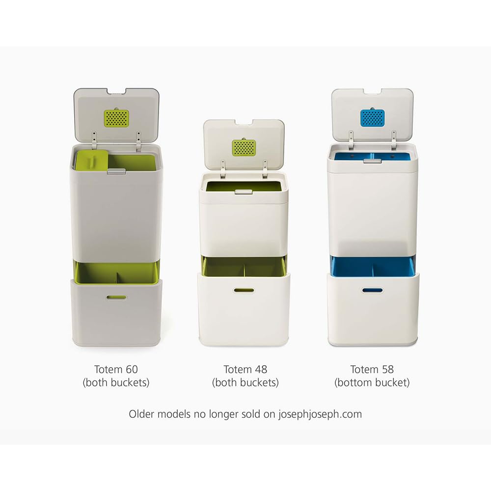 Joseph Joseph IW1 Eco Recycled plastic Bin Liners, Kitchen Waste Bags With Tie Tape Drawstring Handles, Extra Strong – Pack of 20, Holds 24-36 Litres, Grey