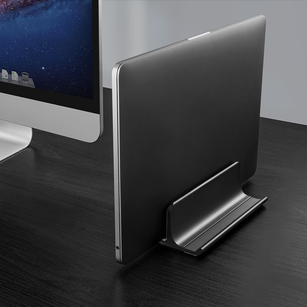 VAYDEER Vertical Laptop Stand Holder Adjustable Desktop Notebook Dock Space-Saving Three-in-one for All MacBook Pro Air, Mac,HP, Dell, Microsoft Surface,Lenovo, up to 17.3 inch Black