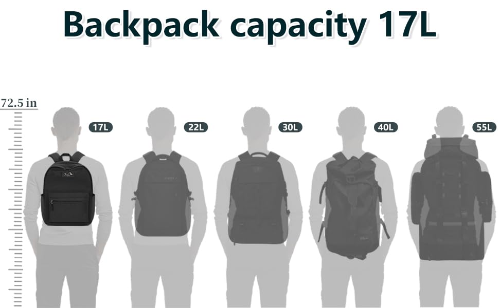 Lightweight Casual Backpack 14-Inch Laptop for Men and Women W30.22 X D14.22 X H40.13 cm Water-Resistant Daily Use School Backpack for Travel Work,Black