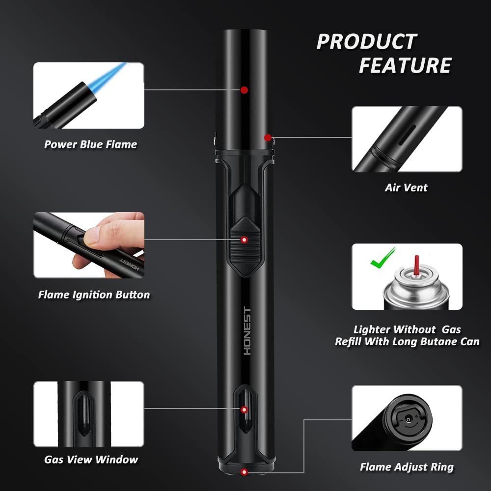 PROMISE Jet Torch Lighter, Power Flame Adjustable Butane Refillable Lighter Candle Lighter Outerdoor (Blue+Red)