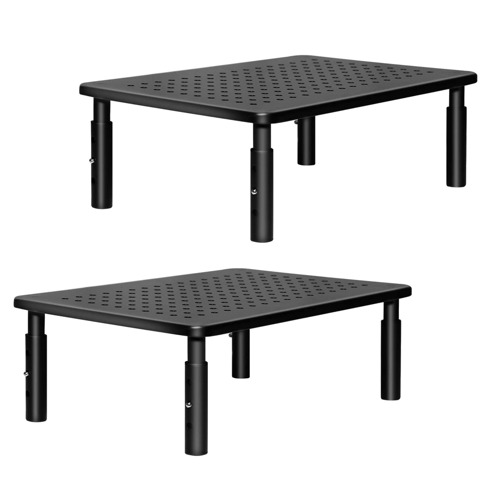 ERGOMAKER Monitor Stand 2 Packs - Height Adjustable Ergonomic Monitor Riser with Vented Metal Platform for Computer, Laptop, iMac, PC, Printer