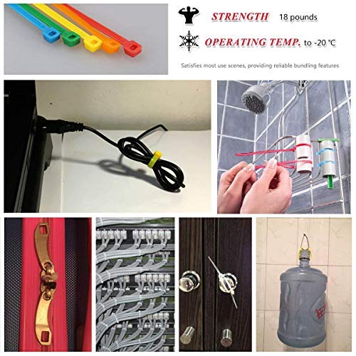 1200 Pieces Zip Ties, Multi-Purpose Assorted Colored Self-Locking Nylon Cable Zip Ties in 12 Different Colour for Home Office Garden Garage and Workshop,4 inch