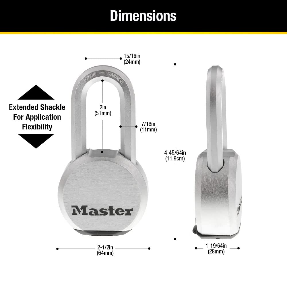 Master Lock Padlock, Magnum Solid Steel Lock, 2-1/2 in. Wide, M930XKADLH