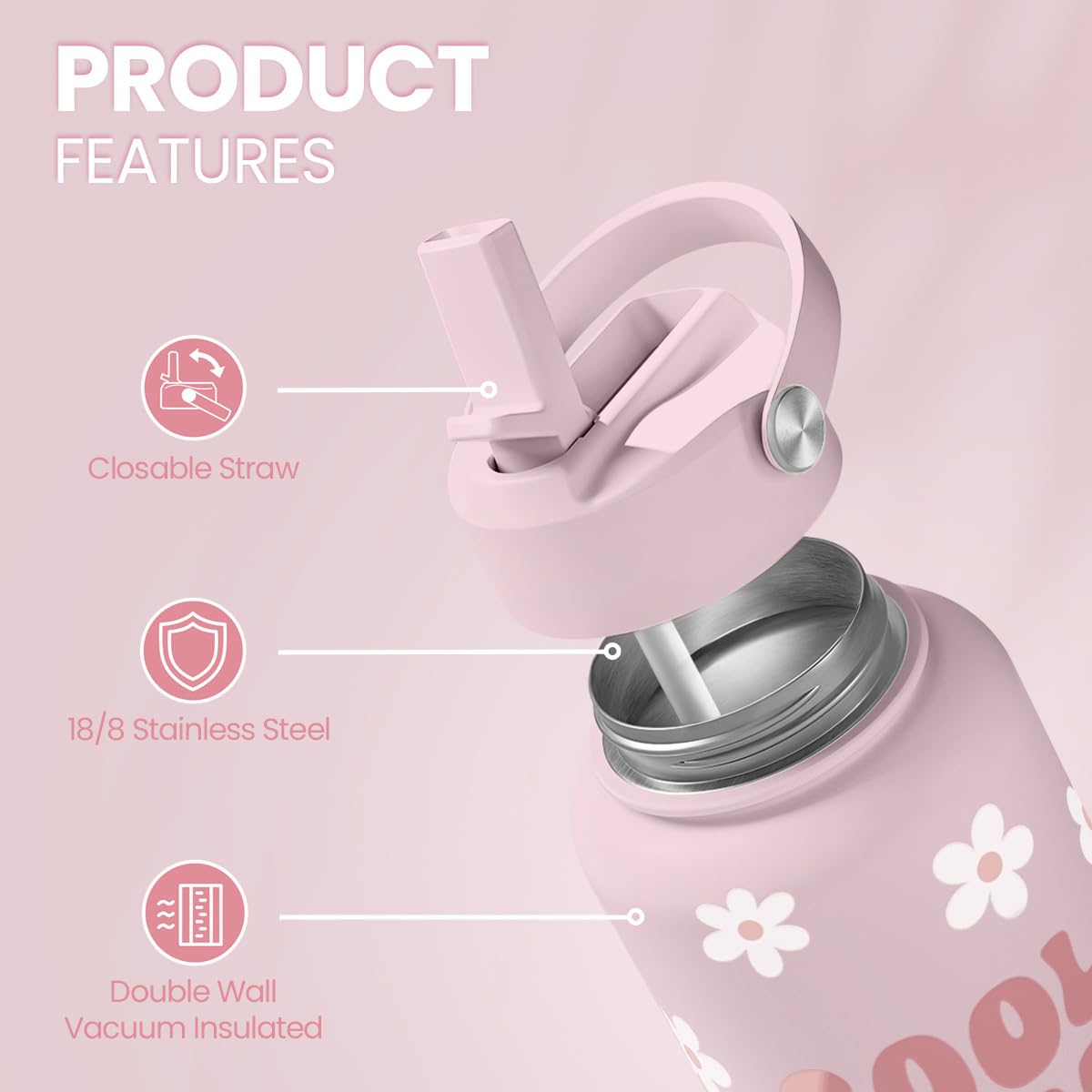 Mom Water Bottle, Cool Moms Club Bottles 32oz Stainless Steel Insulated with Lid, Mom Gifts from Daughter Son, Gifts for Mother's Day Christmas Birthday