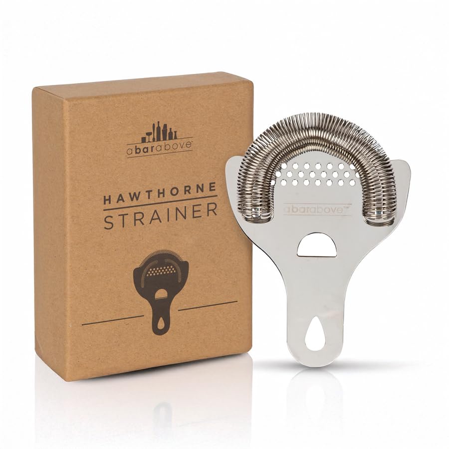 A Bar Above Hawthorne Strainer for Cocktails – Bar Strainer Cocktail w/High Density Spring – Mirrored Stainless Steel Finish Drink Strainer - Cocktail Strainer for Boston Shakers & Mixing Glasses