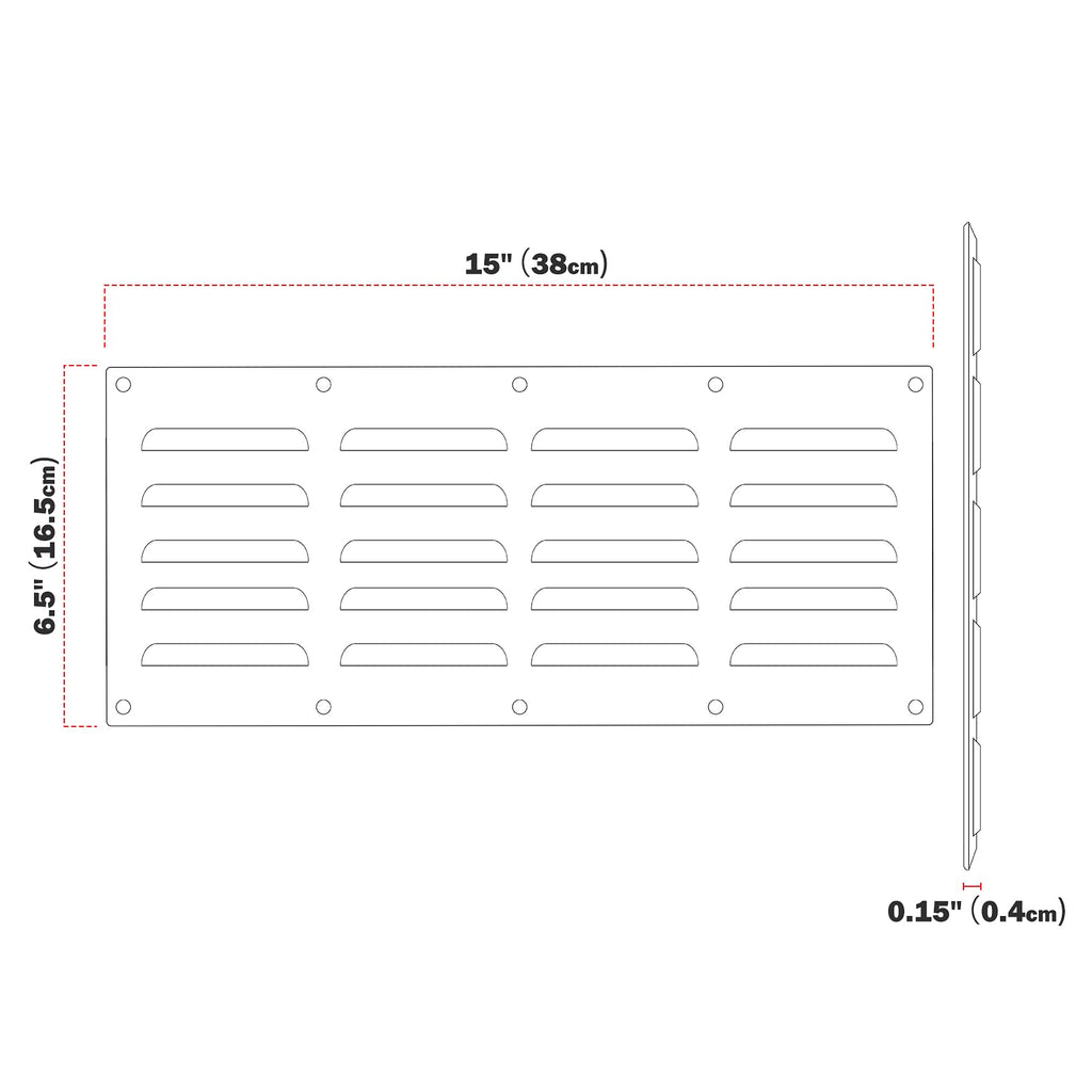 Stanbroil Stainless Steel Venting Panel for Masonry Fire Pits and Outdoor Kitchens, 15" by 6-1/2"