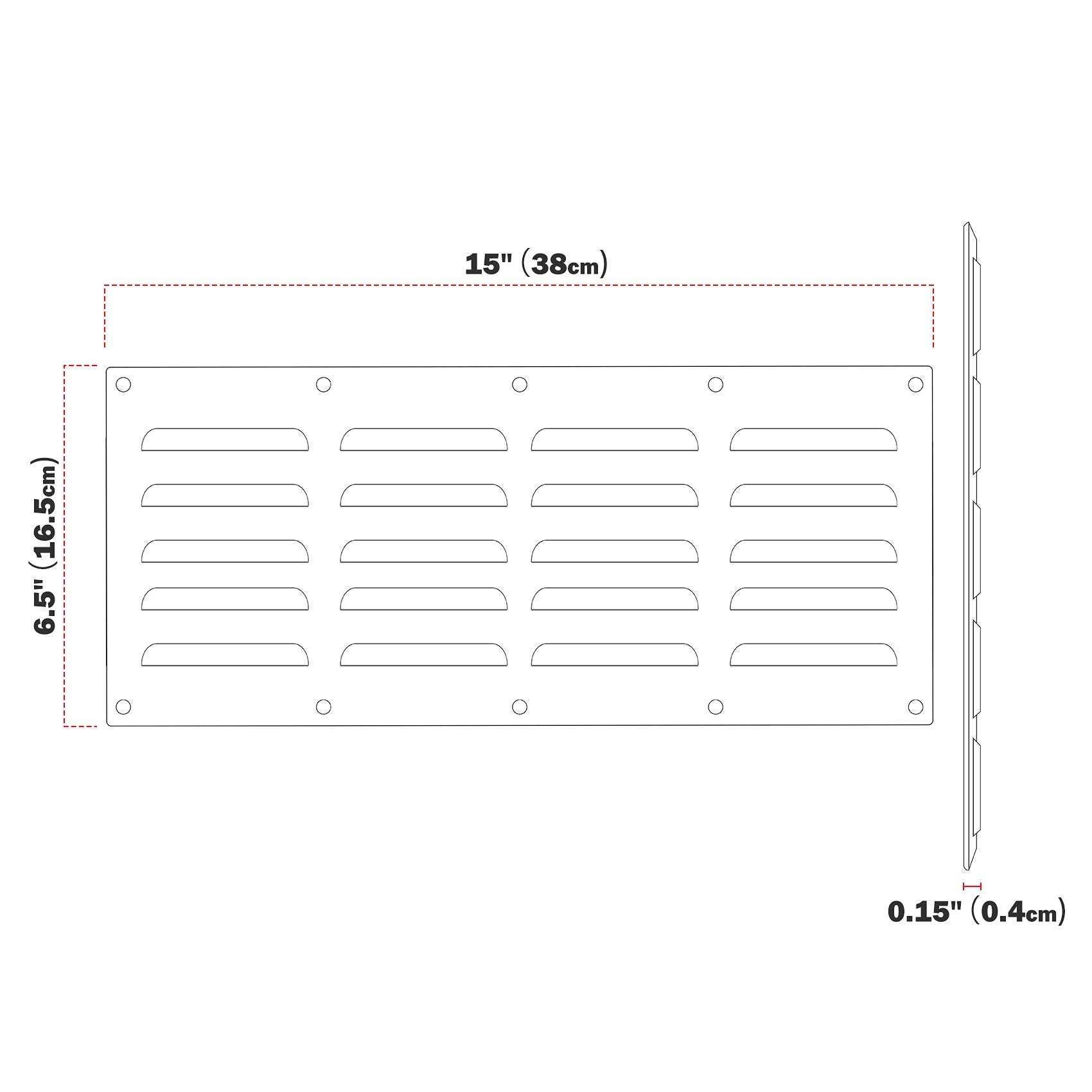 Stanbroil Stainless Steel Venting Panel for Masonry Fire Pits and Outdoor Kitchens, 15" by 6-1/2"