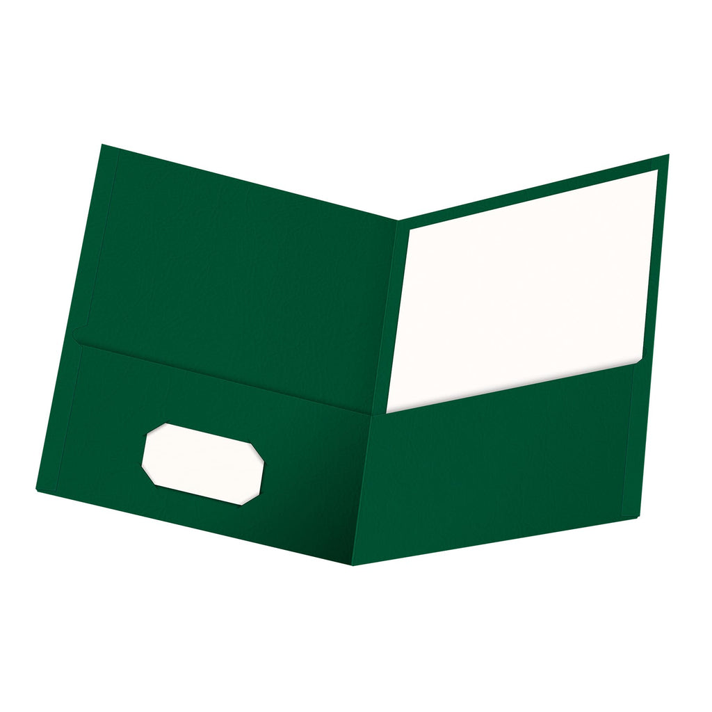 Oxford Twin Pocket Hunter Green Leatherette-Grained Portfolios 25 Count (57556)