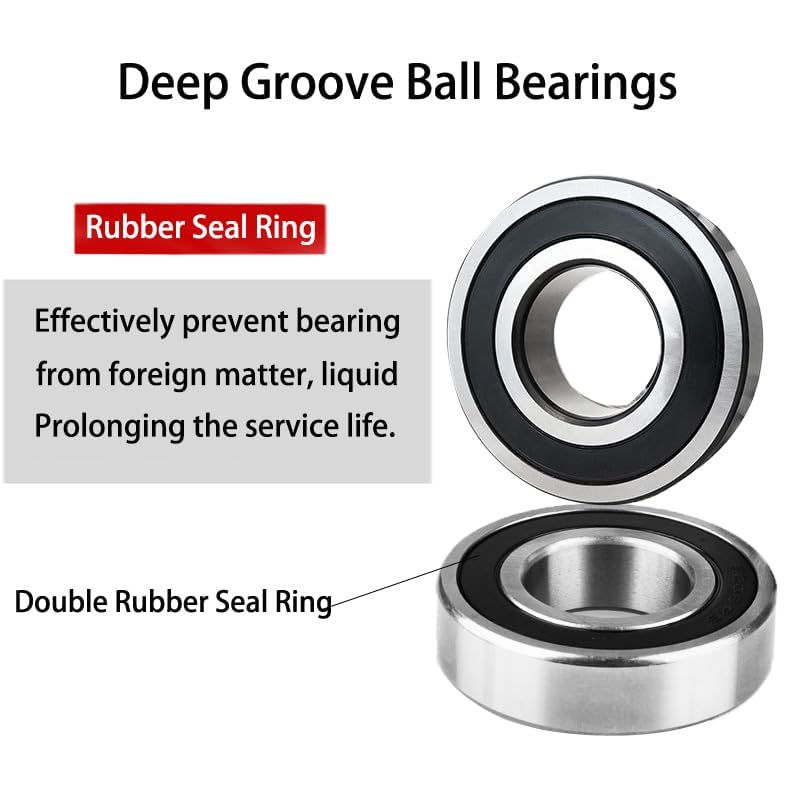 10 Pcs 6203-2RS Ball Bearings,Bearing Steel, Double Rubber& High RPM Support, Sealed Miniature Deep Groove Ball Bearings.