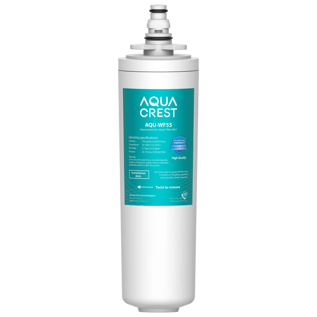 AQUACREST 9601 Water Filter, Model No.WF55, Replacement for Moen 9601 ChoiceFlo 9600, 9602, 9500, 9501, 9502, Fits F87400, F7400, F87200, 77200, CAF87254, S5500 Series of Moen Faucets