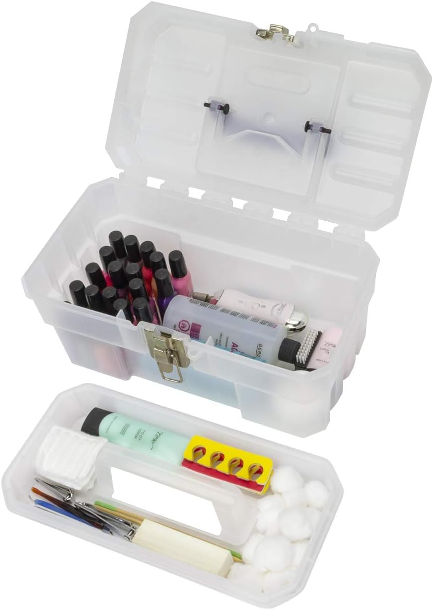 Akro-Mils 09514CFT ProBox 14-Inch Plastic Art Supply, Craft or Medical Storage Toolbox with Removable Tray, (14-Inch x 8-Inch x 8-Inch), Clear