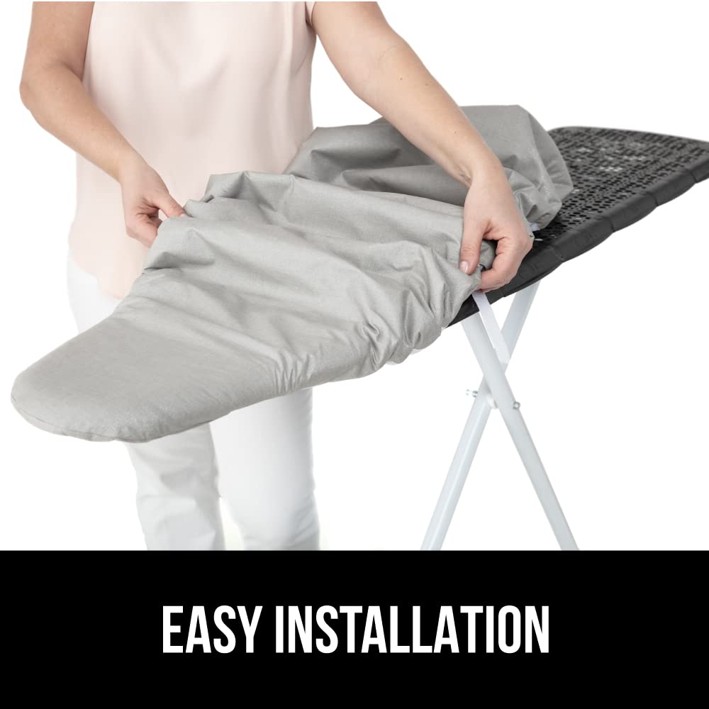 GORILLA GRIP Reflective Silicone Ironing Board Cover, Resist Scorching and Staining, 15x54 Inch, Hook and Loop Fastener Straps, Pads Fit Large and Standard Boards, Elastic Edge, Thick Padding, Silver