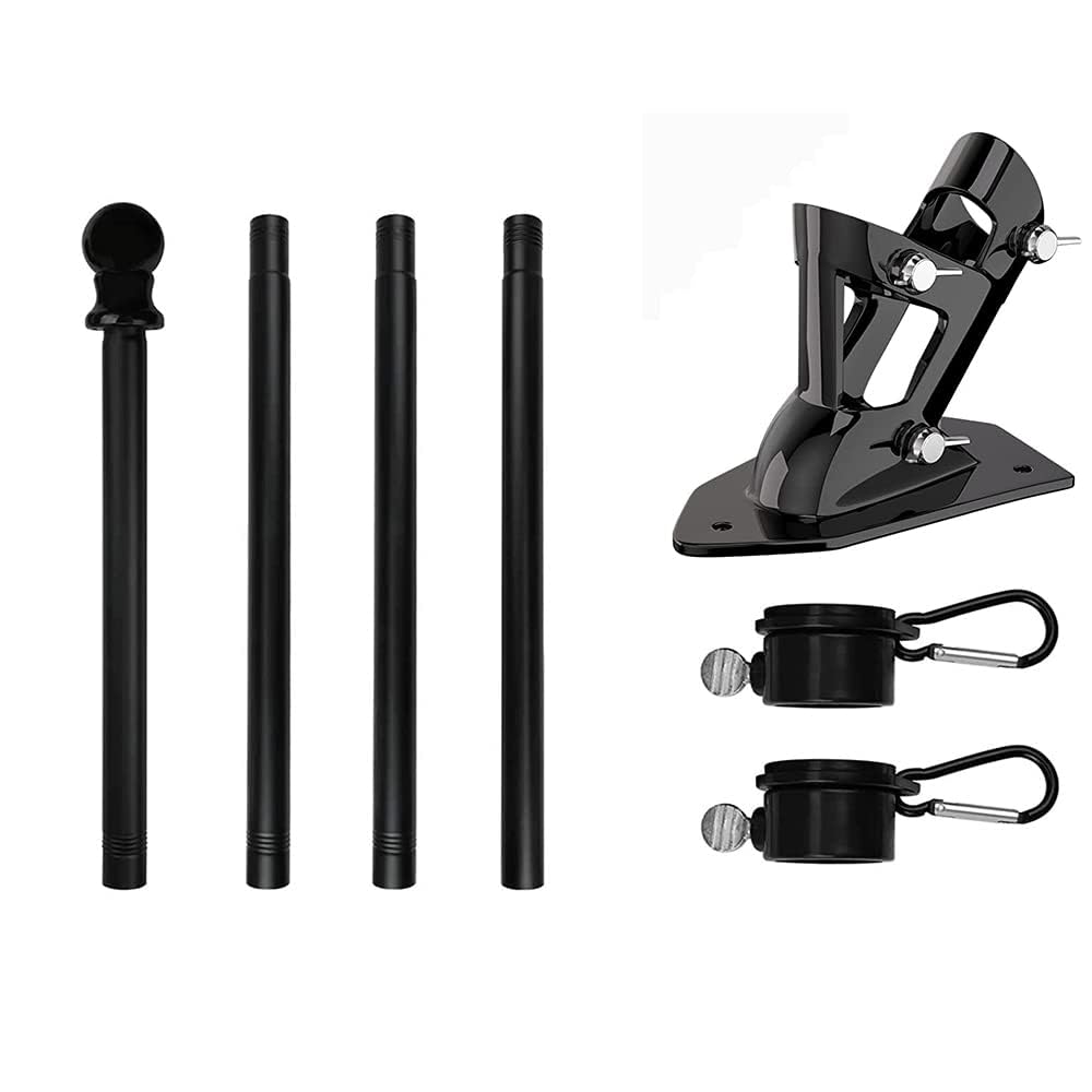 OYYQ 5FT Flag Pole Kit with 2 Pack 3x5FT Canada Flag, Professional Stainless Steel Flag Pole for House Garden, Residential or Commercial Flag Pole with Two-Position Bracket (Black)