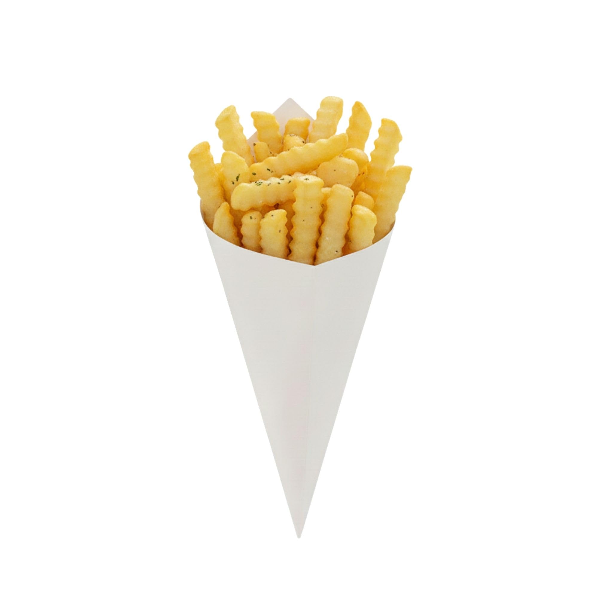 Restaurantware-Conetek 10-Inch Eco-Friendly White Finger Food Cones: Perfect for Appetizers - Food-Safe Paper Cone - Disposable and Recyclable - 100-CT